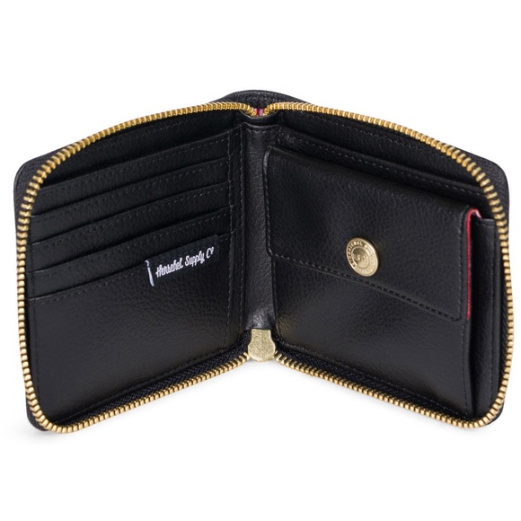 Black Herschel Wallet in Leather and hold hardware with zipper - Picture 5 of 5